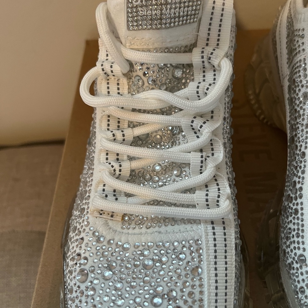 Steve Madden White Rhinestone Sneakers - Picture 10 of 12